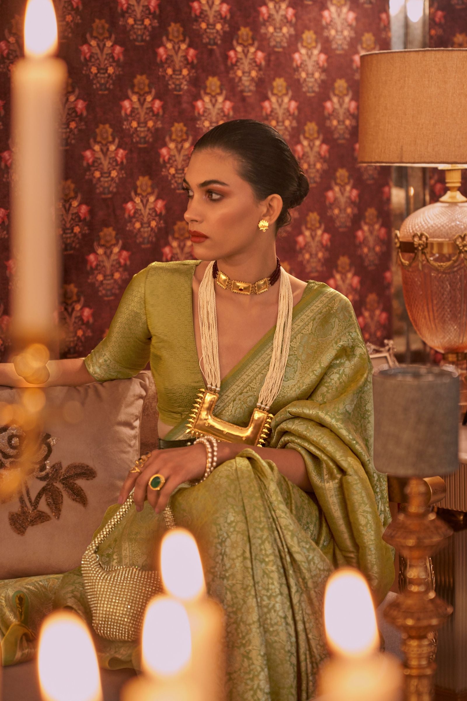 Light Green Multi Zari Weaving Silk Saree