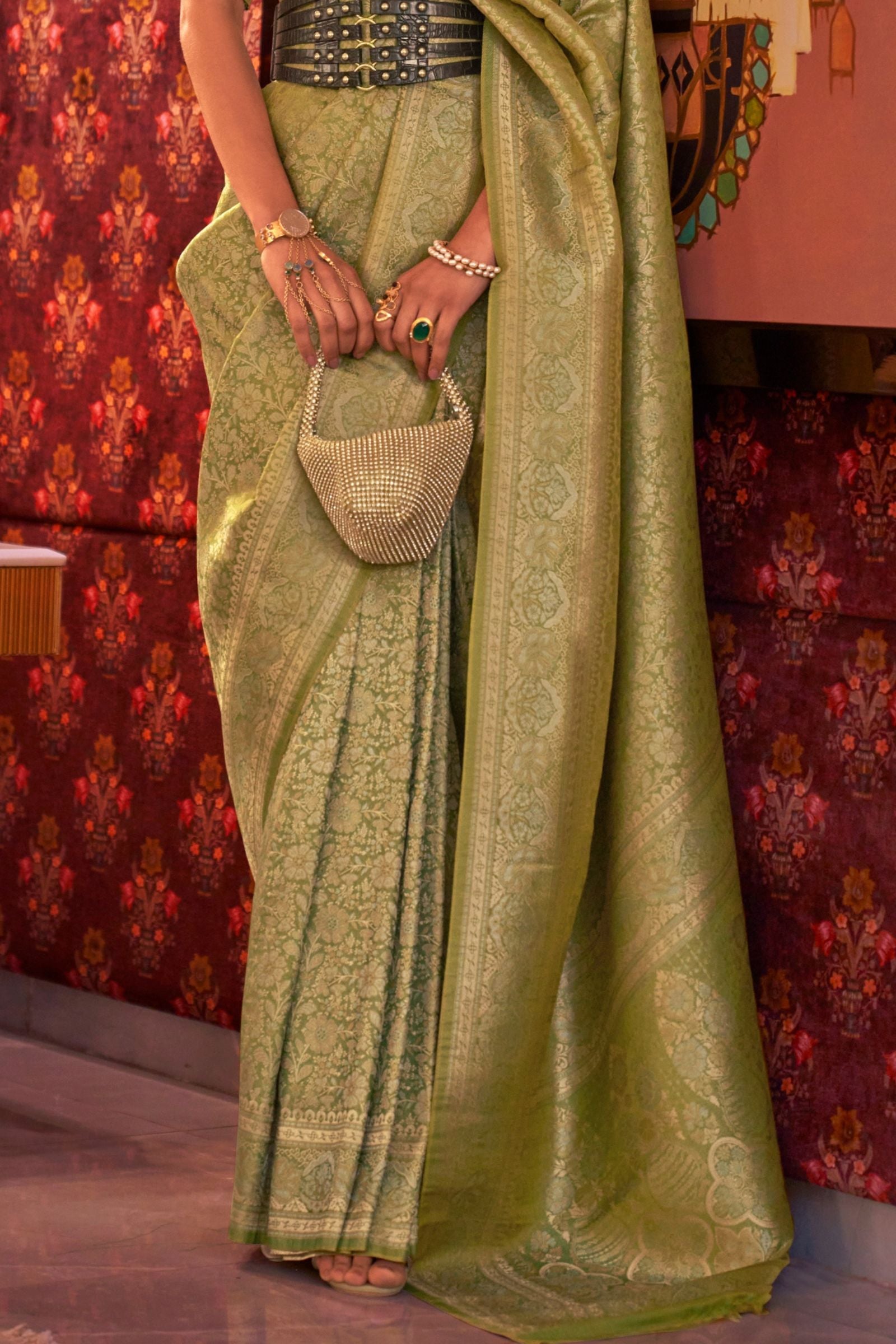 Light Green Multi Zari Weaving Silk Saree