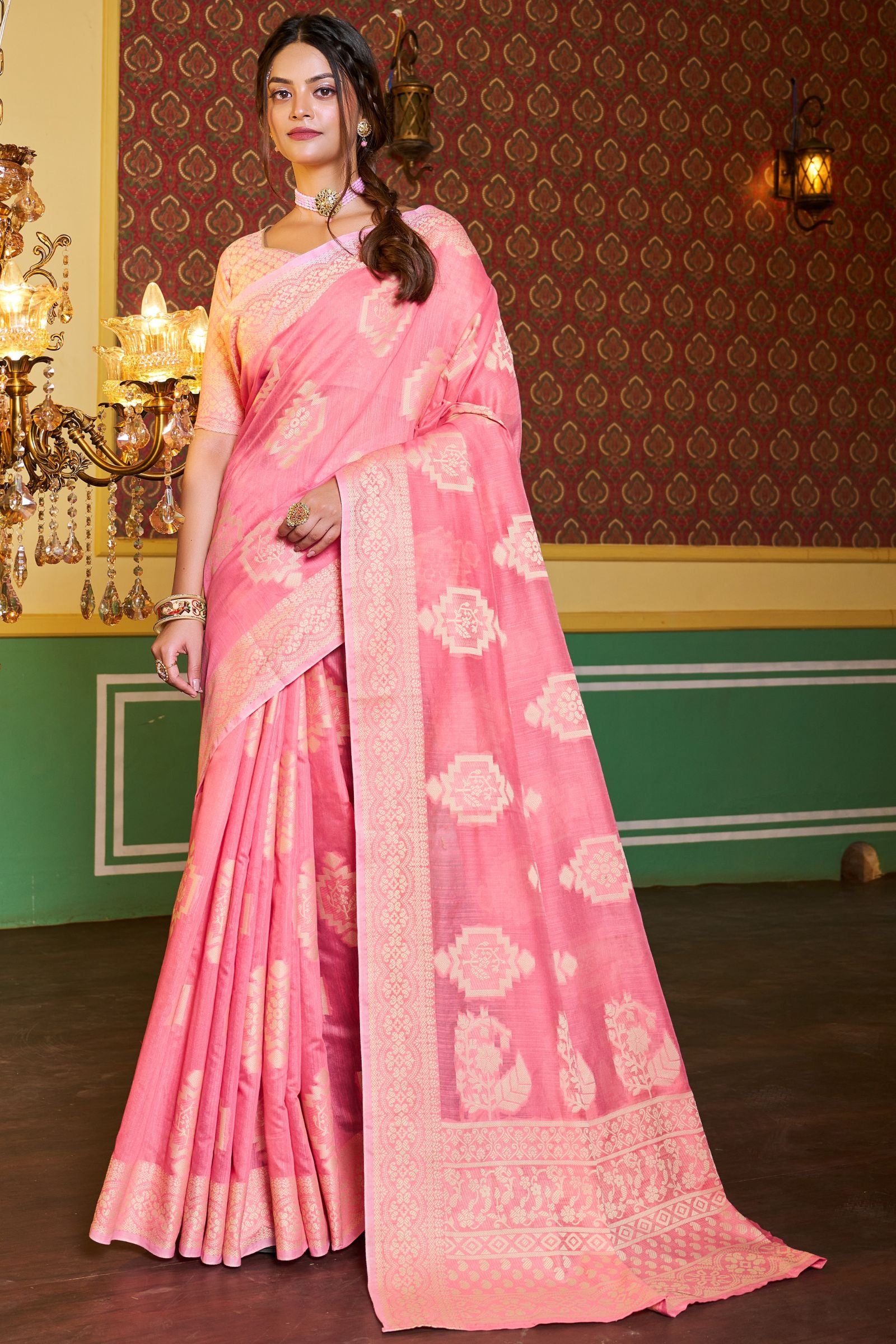 Light Pink Cotton Saree