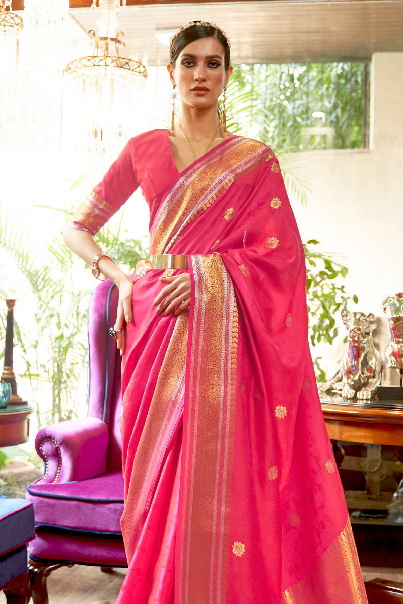  Pink Floral Motif Kanjivaram Saree